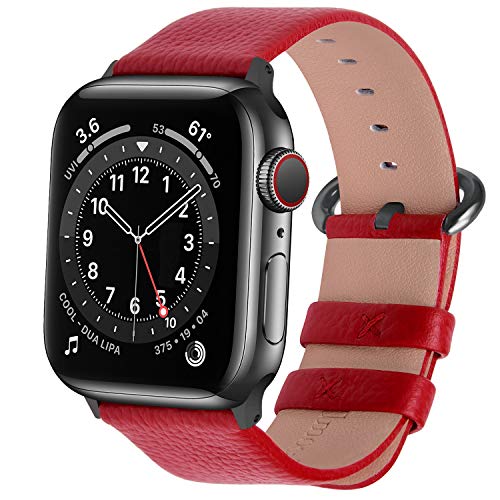 ایگرد | قیمت و خرید Fullmosa Compatible Apple Watch Band 38mm 40mm 42mm  44mm Leather Compatible iWatch Band/Strap Compatible Apple Watch SE \u0026  Series 6 5 4 3 2 1, 38mm 40mm Red + Smoky Grey Buckle