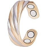 EnerMagiX Copper Rings for Women, Pure Copper Adjustable Magnetic Ring Jewelry, with 3500 Gauss Effective Magnet (Two-color gold)