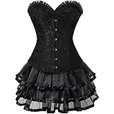 Sapubonva Renaissance Corset dress for women with skirt tutu gothic steel boned plus size