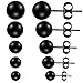 Feramox 316L Stainless Steel Stud Earrings Round Ball Earrings for Men Women Assorted Sizes 5 Pairs 3-7mm (Black)