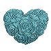 JWH 3D Flower Throw Pillow Covers Decorative Aesthetic Floral Accent Pillow Cases Heart Shaped Cushion Love Decor for Couch Living Room Bed Chair 14 x 16 Inches Teal Blue