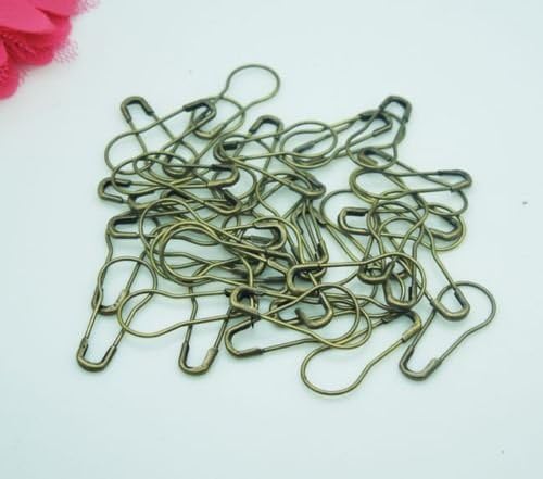 300 Pcs Safety Pins 22 mm (7/8") Bronze Copper Gourd Calabash Shape Coilless For Crafts Sewing