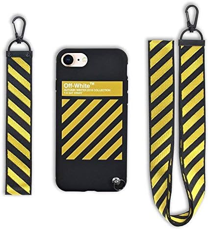 NCANGU Hypebeast Designer x Street Fashion Case - Slim Flexible TPU Durable Protective Cover with Designer Lanyard for iPhone Case (Yellow & Black, iPhone Xs/X)