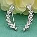 EVER FAITH Ear Cuffs Wrap Sweep Hoop Climber Hypoallergenic S925 Sterling Silver CZ Drop Crawler Stud Earrings Clear