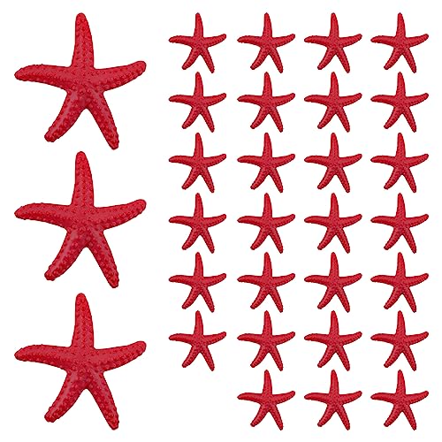 AUEAR, 30 Pack, 1.8 inch Rose Red Resin Starfish Decor for Craft DIY Decoration