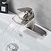 Senlesen Brushed Nickel Single Handle Waterfall Bathroom Sink Vessel Faucet Lavatory Mixer Tap with One Hole Deck Plate