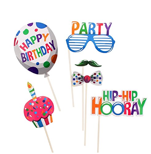 20pcs DIY Happy Birthday Photo Booth Props Kit Party Favor, Birthday Reunions Parties Decorations Photobooth Dress-up Accessories