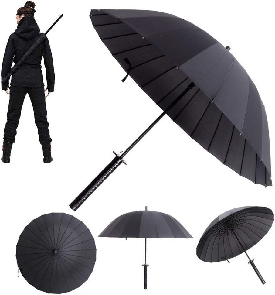 Japanese Samurai Katana Umbrella, Creative Personality Anime Knife Umbrella Slip-Proof Handle (24 Ribs)