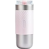 daasigwaa Vacuum-Insulated Stainless Steel Travel Mug with Leak-Proof Lid, Infuser And Straw, Reusable Iced Coffee Cup, Hot Coffee Travel Tumbler, 17.5 oz(Pink)
