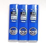 Pentel Ain Stein pencil Lead Rifll 0.5mm, BLUE, X 3 Pack/total 60 Leads (Japan Import) [Komainu-Dou Original Package]