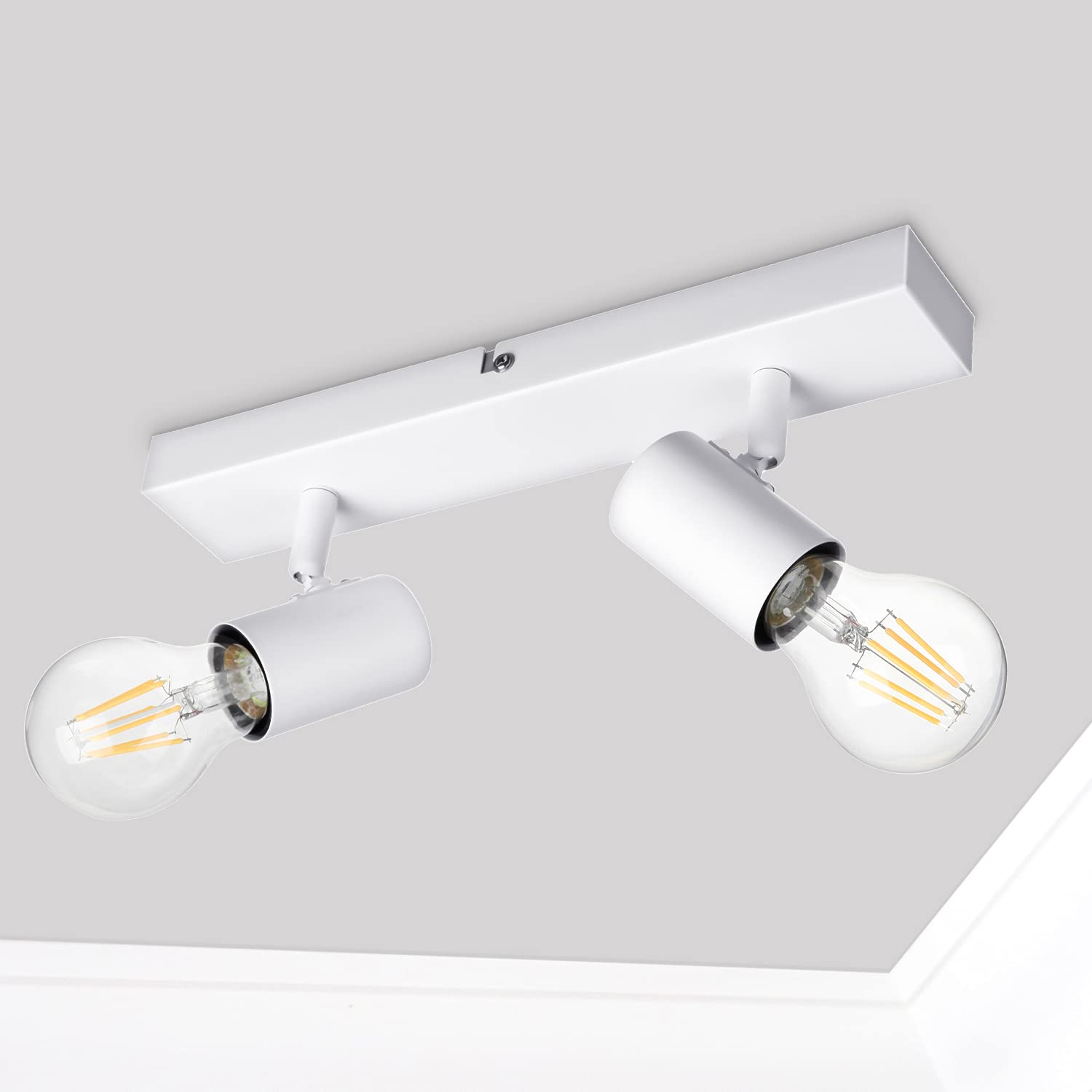 Dehobo LED Ceiling Light Rotable, 2 Way Adjustable Spot Lights Ceiling, Wall Light Sconce Holder with E27 Socket Modern for Bedroom, Kitchen, Corridor, Living Room, Staircase, Hallway