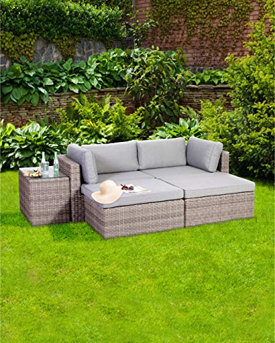 Greemotion 131847 Palma Rattan Lounge-Set, grau, BxHxT ca. 93x65x71 cm – Bild 3