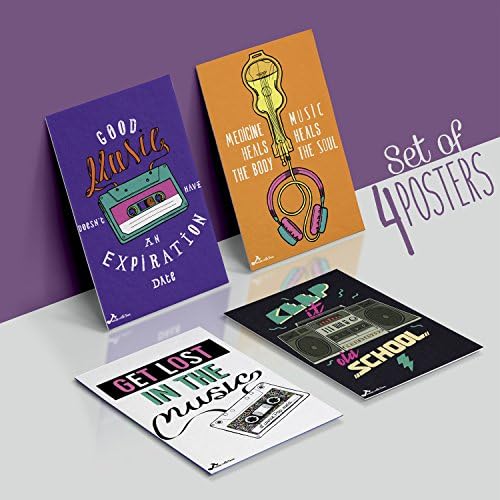 Retro Style Music Poster! Set of four 11x17 Inches Wall Arts from the 90's! 1MM Thick!