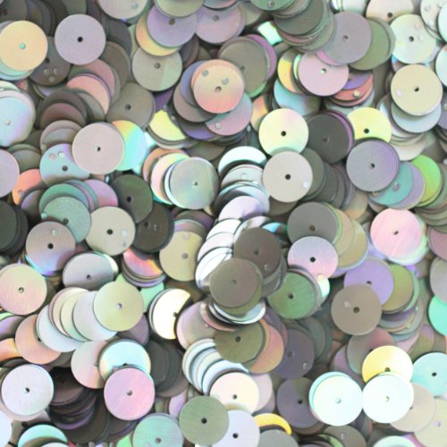 10mm Flat Round SEQUIN PAILLETTES ~ SILVER LAZERSHEEN Reflective Iridescent METALLIC ~ Loose sequins for embroidery, bridal, applique, arts, crafts, and embellishment. Made in USA.
