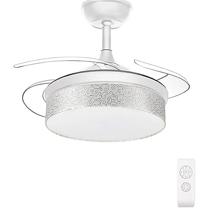Nordic Fan Light With Remote Control 4 Blade Fan Light Led Fabric