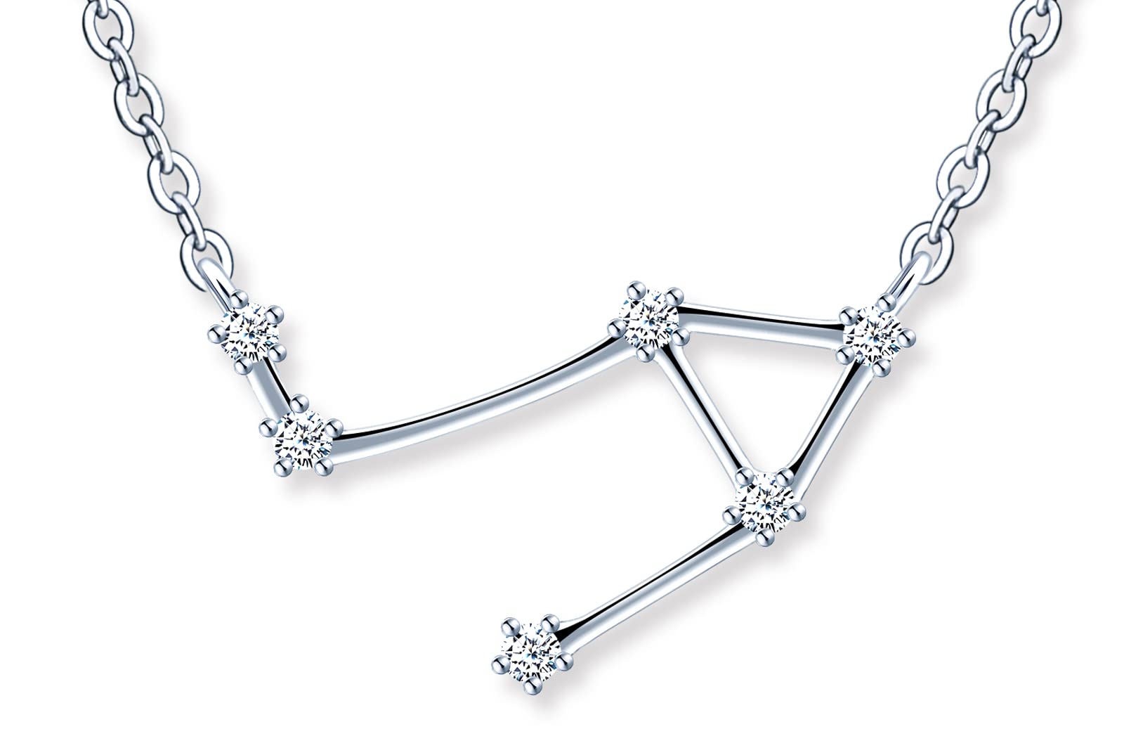 MicLee Women's girl's Necklace pendant, 925 Sterling Silver necklace, Twelve constellations zircon necklace, Constellations Guardian Choker, Libra necklace pendant, Inlaid zircon, silver