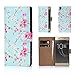 32nd Floral Design Leather Wallet Case for Sony Xperia XA1 Ultra, Designer Flower Pattern Wallet Style Case Cover with Card Slots - Spring Blue