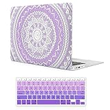 MacBook Air 13 Inch Case (Release 2010-2017 Older Version),iCasso Rubber Coated Soft Touch Hard Case with Keyboard Cover Only Compatible MacBook Air 13 Inch (Model:A1369/A1466), Purple Medallion