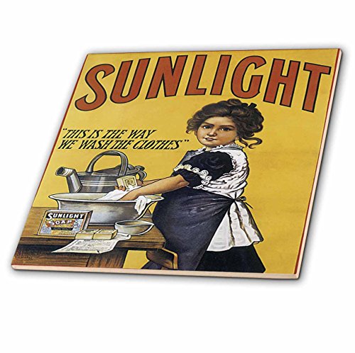 3dRose ct_130016_2 Vintage Sunlight Laundry Soap Advertising Poster Ceramic Tile, 6-Inch