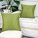 CaliTime Pack of 2 Cushion Covers Throw Pillow Cases Shells for Sofa Couch Home Decoration 18 X 18 Inches Modern Diamonds Shape Geometric Chain Embroidered Olive Green