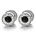 8mm Mens Stud Earrings Stainless Steel Cheater Fake Ear Plugs Gauges Screw Back with Cubic Zirconia, 2pcs