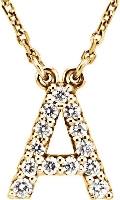 Dream Gem Classy 16-inch, 14k Yellowgold Chain Necklace with Initials Pendant with Diamonds