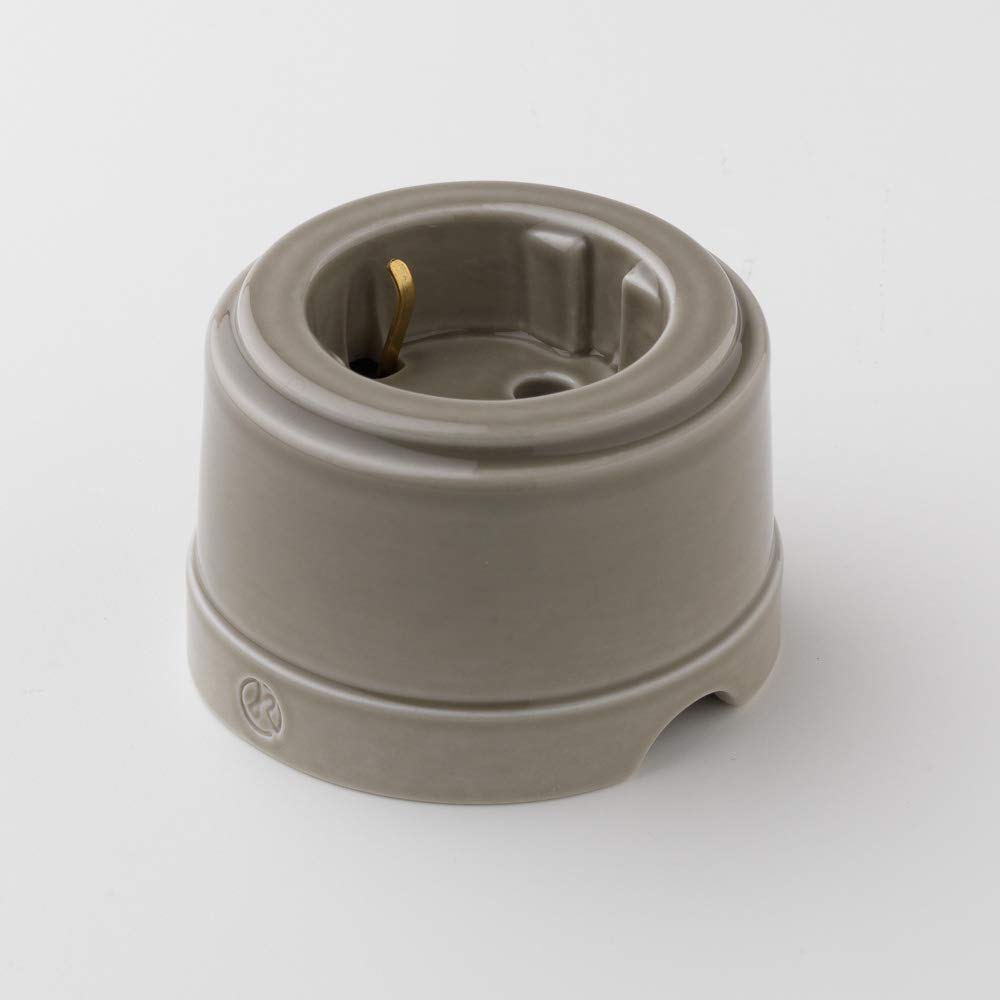 Unel Belle Époque Vintage Style Socket with Textile Cable Made of High-Quality Handmade Porcelain Taupe