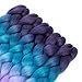 Alissa braiding hair jumbo braids hair synthetic box hair high temperature kanekalon hair for braids 5PCS/Lot 100g/Pc 24 inch(60CM) (Purple-Lake Blue-Light Purple)