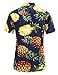 JEETOO Men's Casual Pineapple Short Sleeve Button Down Hawaiian Aloha Shirt(M,Navy)