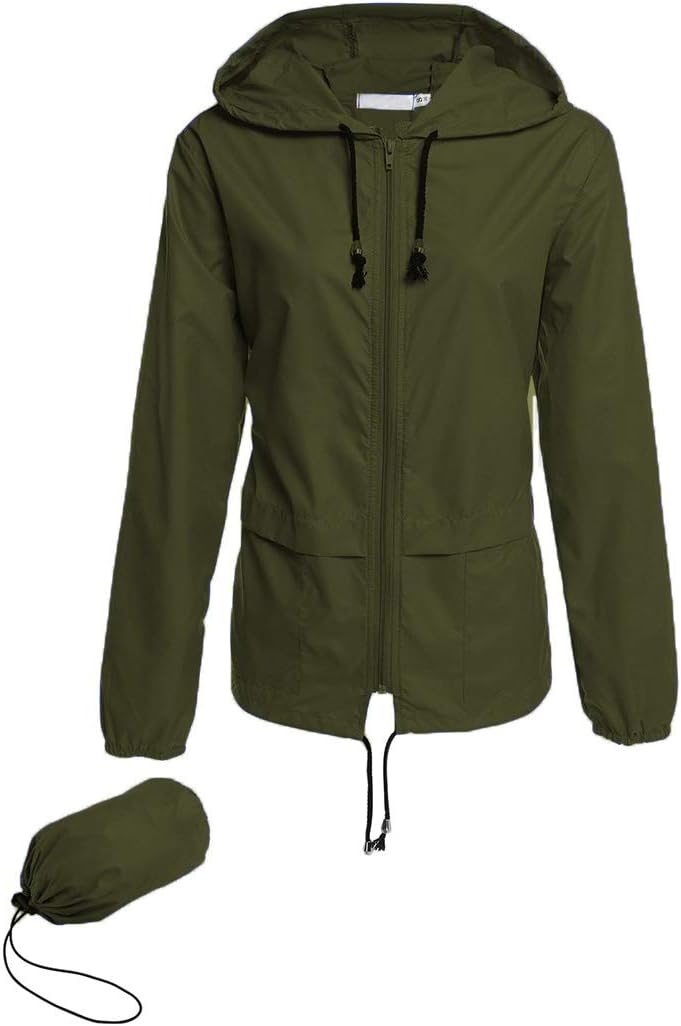 HountWomen's Lightweight Hooded Raincoat Waterproof Packable Active Outdoor Rain Jacket (S-3XL)