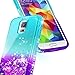 Galaxy S5 Case with Tempered Glass Screen Protector for Girls Women Kids, NageBee Glitter Liquid Sparkle Bling Floating Waterfall Shockproof Durable Cute Case for Samsung Galaxy S5 -Aqua/Purple