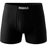 PRIMALS 100% Merino Wool Boxer Briefs - Natural Rubber Waistband - Elite Performance - Black (1 Count)