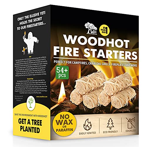 WH WOODHOT Tumbleweeds Fire Starter 54+ Pc Pack Natural Quick Ignite