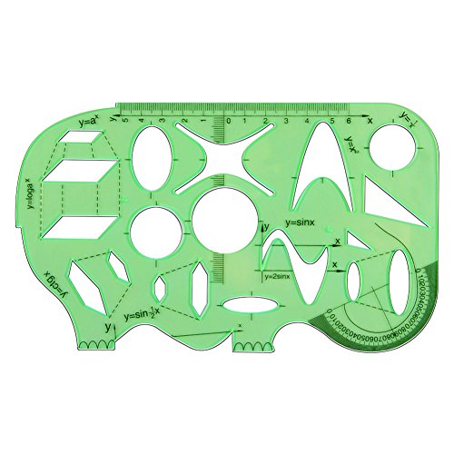 COCODE Set of 6 Plastic Geometric Stencils Measuring Templates for Office and School, Building Formwork, Drawings Drafting Templates, Clear Green Color