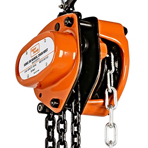 SuperHandy Manual Chain Block Hoist Come Along 1/2 Ton 1100Lbs Capacity 10 Foot Lift 2 Heavy Duty Hooks Industrial Grade Steel Construction Building Garages Warehouse Automotive Machinery - Image 3