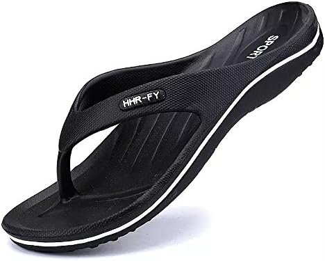 CHUI Mens Flip Flops Lightweight Comfortable Thong Sandals Black CSK099B1-45