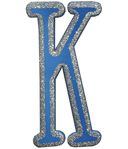 Craft For Kids blue Foam Decorated With Silver Glitter Outline Letter 