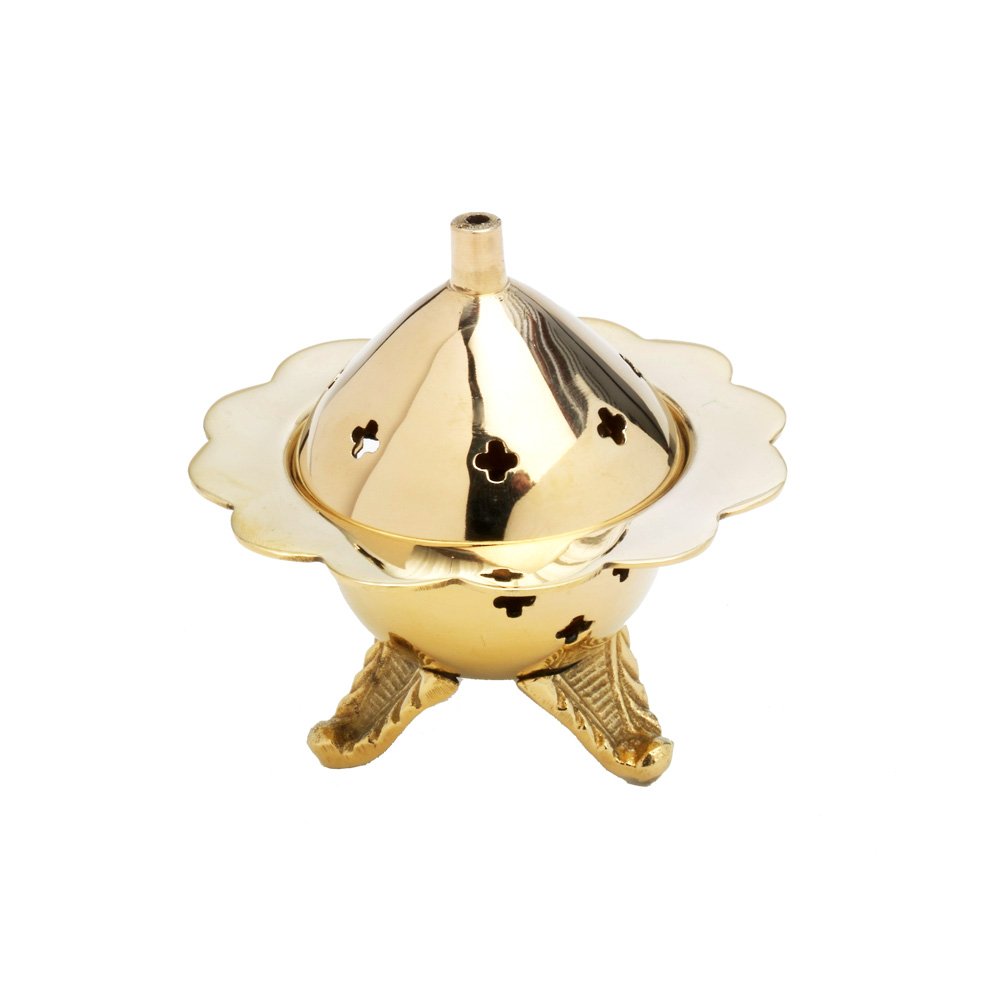 NKlaus Incense burner with inner bowl made of brass with diameter 7cm gold deco 7533