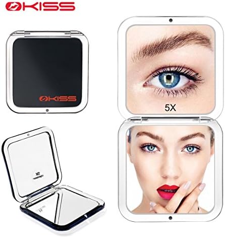 Okiss Compact Mirror Pocket Travel Makeup Mirror for Purses Portable Double Sided Hand Mirror with 1X/5X Magnification