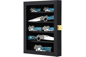 Grintus Pocket Knife Display Case Knife Collection Display Box for Wall Folding Knife Cabinet with Uv Protection Acrylic Lockable Black