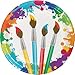 Art Party Theme Supplies Pack Deluxe Bundle (Serves-16) Dinner Plates, Luncheon Napkins, Cups, and Tablecloth Paint Splatter Party Supply Tableware Set Kit Includes Birthday Candles