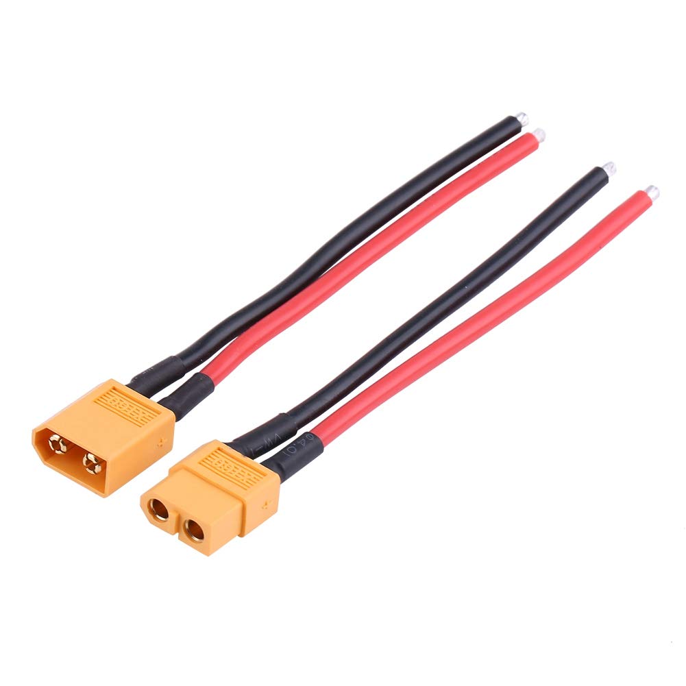 T best XT60 adapter cable, 2 pieces XT60 Female Male Connector Adapter 14AWG Silicone Cable Wire RC accessory