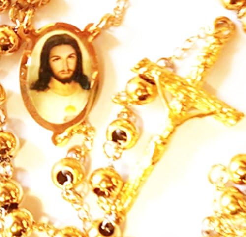 Rosario De La Virgen De Guadalupe Oro 18K Joyería de cadena Jesús católico confirmación crucifijo