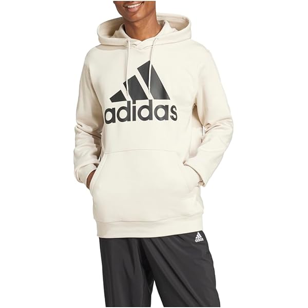 adidas Essentials Fleece Big Logo Hoodie White MD at Amazon Men's