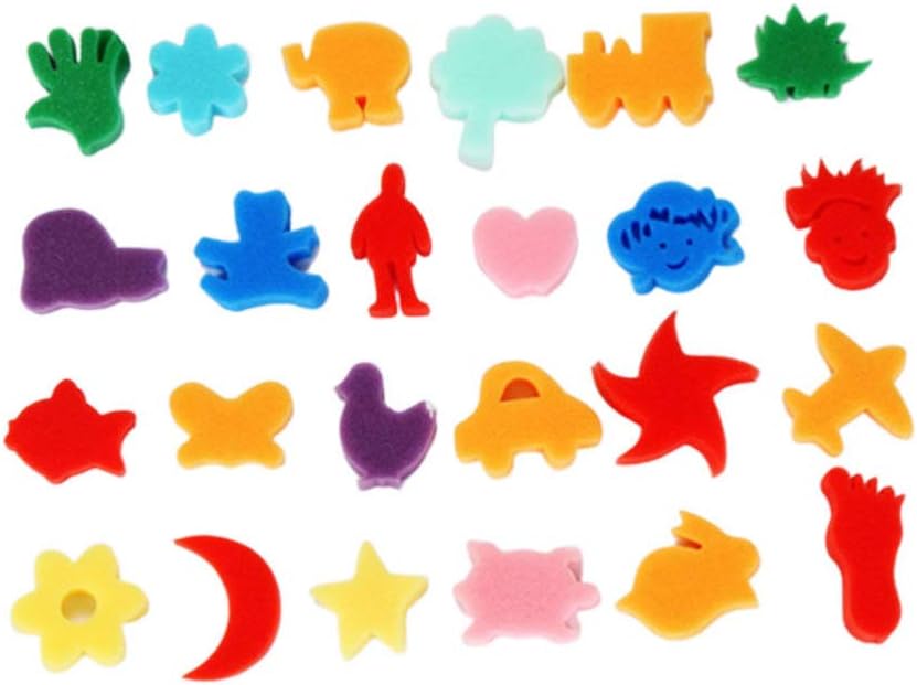 Healifty 24Pcs Painting Craft Sponge Animal Shaped Drawing Sponges