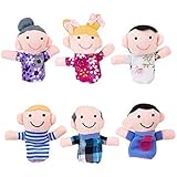 Mini Grandparents, Mom & Dad, Brother & Sister Family Style Finger Puppets for Children, Shows, Playtime, Schools - 6 Piece Set by Super Z Outlet&reg;