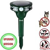 funfunfly [UPGRADED VERSION] Solar Power Ultrasonic Cat Dog Animal Repeller Rodent and Pest Repellent Eliminator Pest Control PIR Sensor LED flash