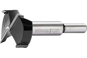 MOLLOM 1-3/4" (44.5mm) Forstner Drill Bit for Precise Woodworking with Durable YG8 Carbide Thickness of 2.0mm,This Hinge Cutt