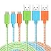 iPhone 5S Charger, 3 Pack Lightning Cable, 6 Ft F-color Braided Apple Certified Lightning iPhone Charger for iPhone 6S 6 Plus 5S 5C 5 iPhone SE, iPad 4 Air 2 Mini 2 3 4 iPad Pro Orange Green Blue