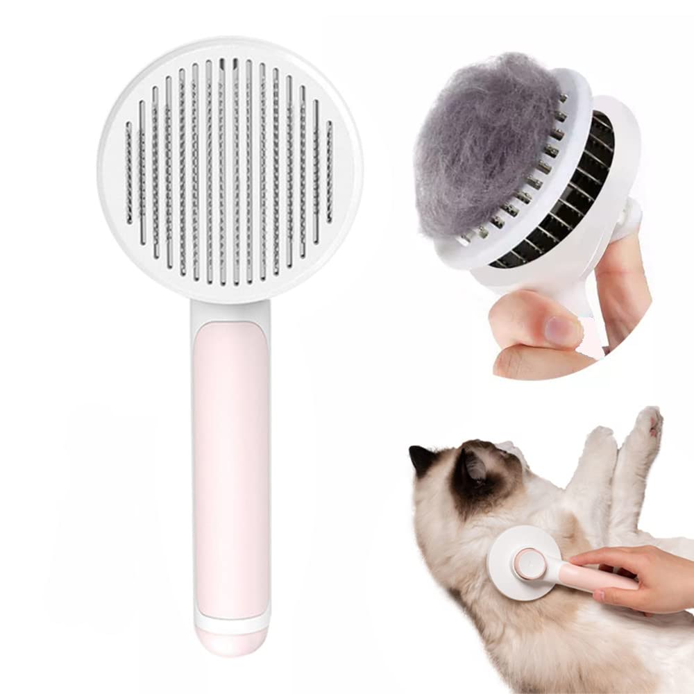 Pet Grooming Brush, Pet Hair Removal Comb, Dog Brush Cat Brush for shedding and grooming, Supple Stainless Steel Bristles Quick Removes Loose Undercoat, Suitable for Most Cats Dogs Furry Pets (pink 2) — image 1